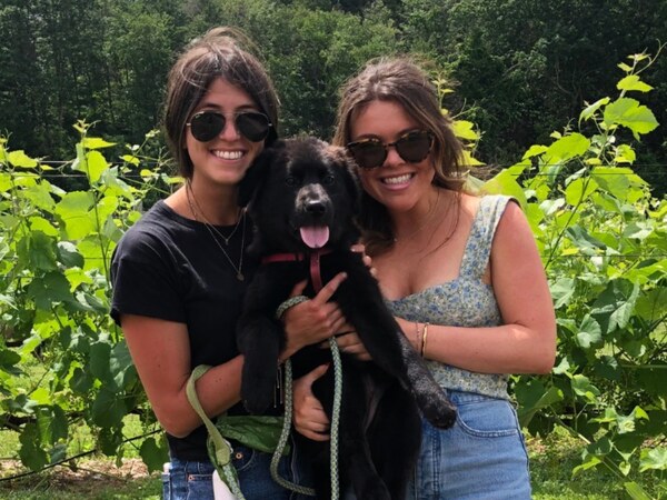 Our guests with their pet dog at Arrigoni winery.